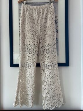 Cotton Crochet Pants in Cream by Japanese brand Gorge